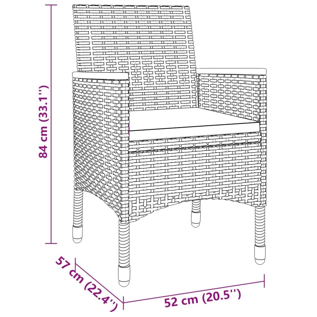vidaXL Gartenmöbel 3-tlg Sitzgruppe Rattan Schwarz Glas