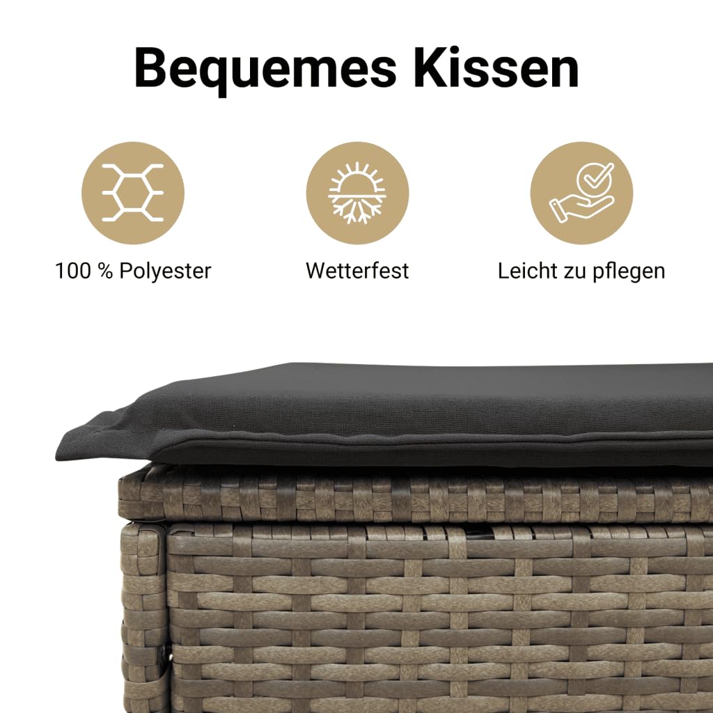 vidaXL Heim & Garten Gartensessel Grau verstellbar 2 Stk. Rattan
