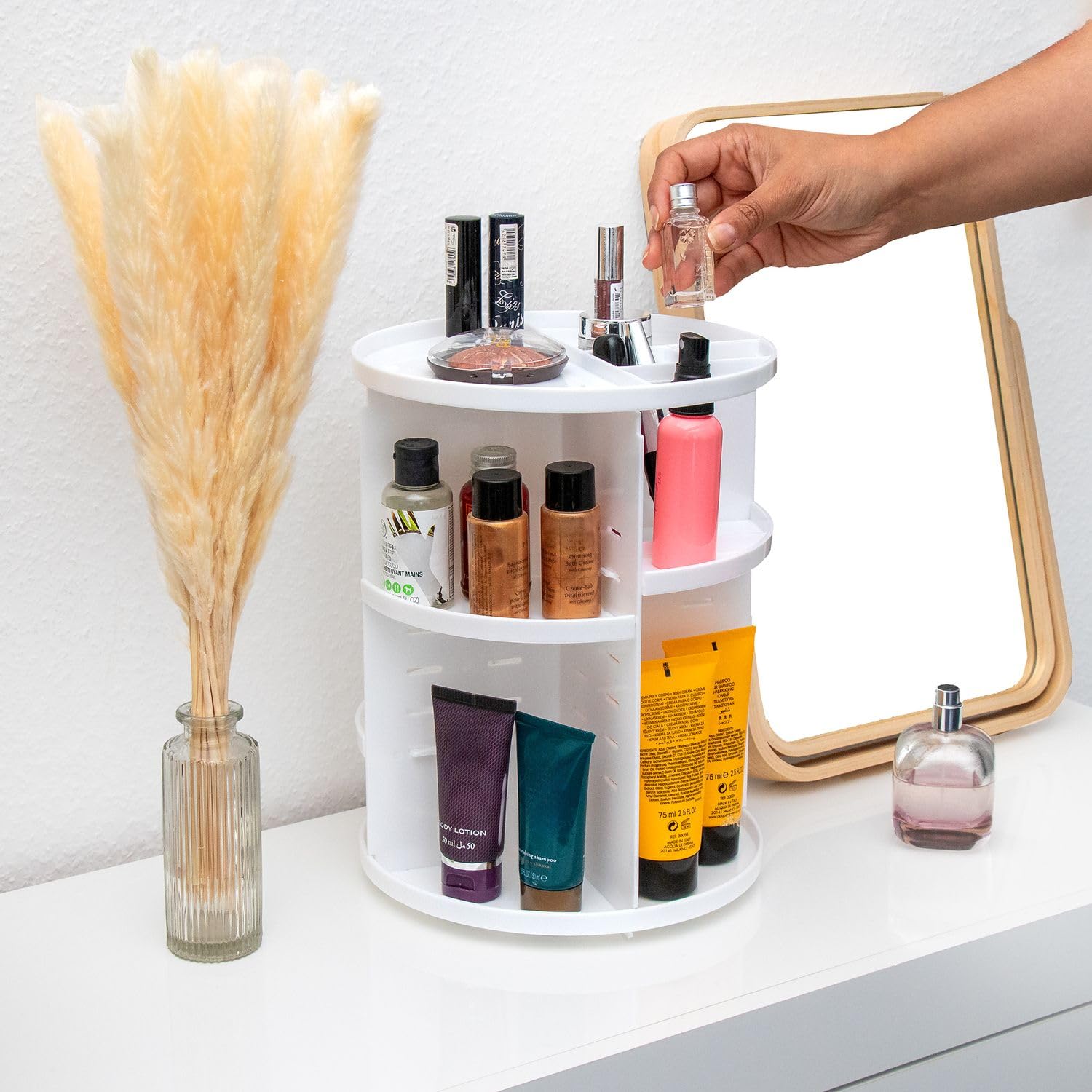Intirilife Make-Up Organizer Weiß 360 Grad 30x23 cm