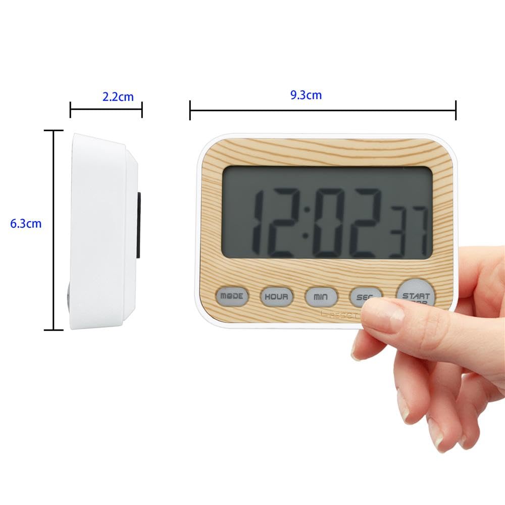Intirilife Timer Holz-Optik 9x3x7cm Küchentimer LCD