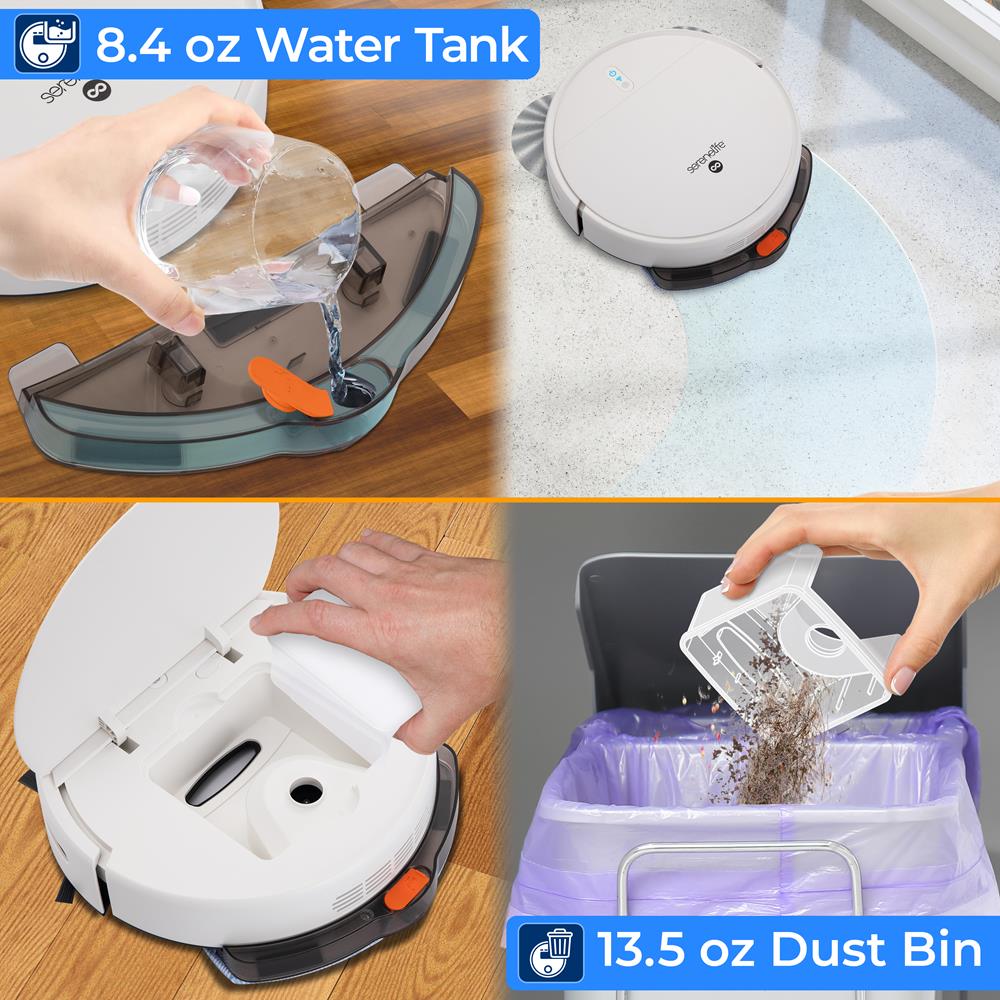 Serenelife Saugroboter App 700Pa Weiß mit Wischfunktion