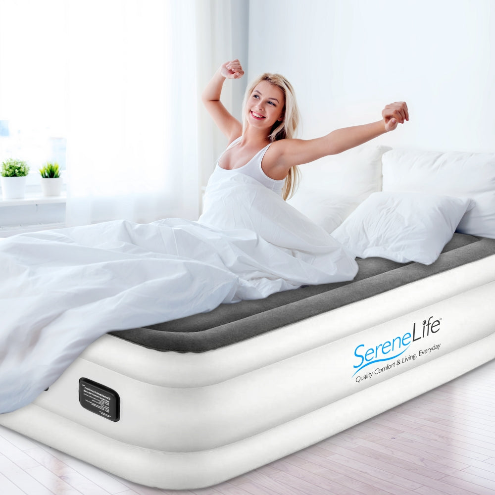 Serenelife Luftmatratze Twin 18" Pumpe grau ComfortCoil