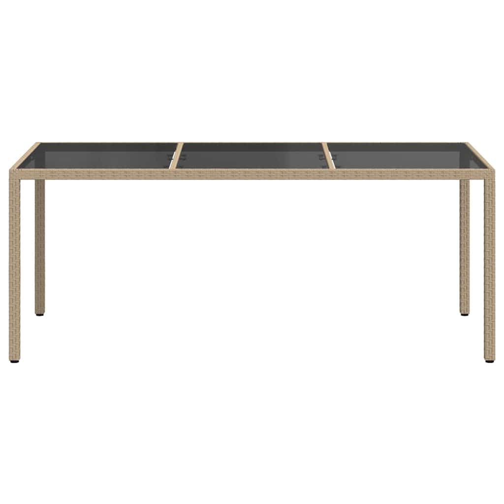 vidaXL Gartentisch Rattan beige Glas 190x90x75cm