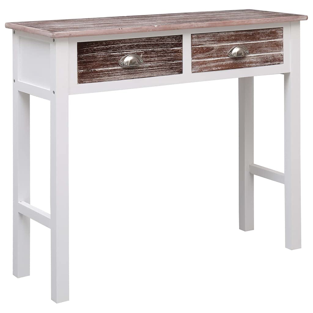 vidaXL Möbel Konsolentisch Braun 90 cm 2 Schubladen Holz