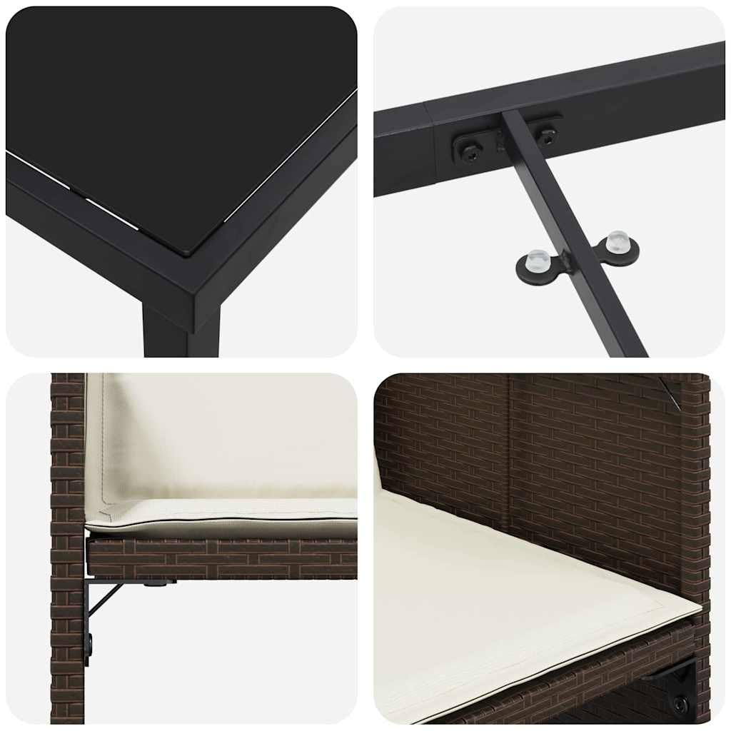 vidaXL Garten Essgruppe 9-tlg Poly-Rattan Braun 8-Sitzer