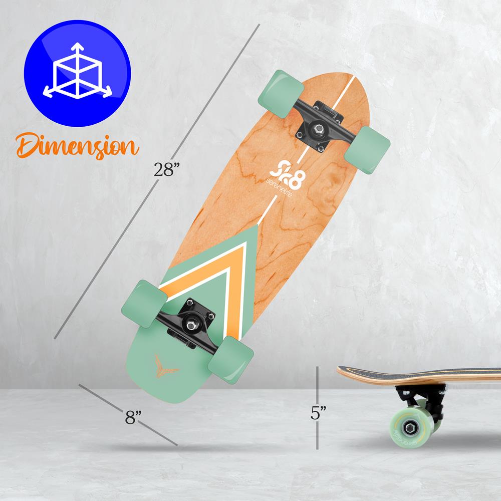 SereneLife Scooters Skateboard 28" Grün Ahorn/Bambus