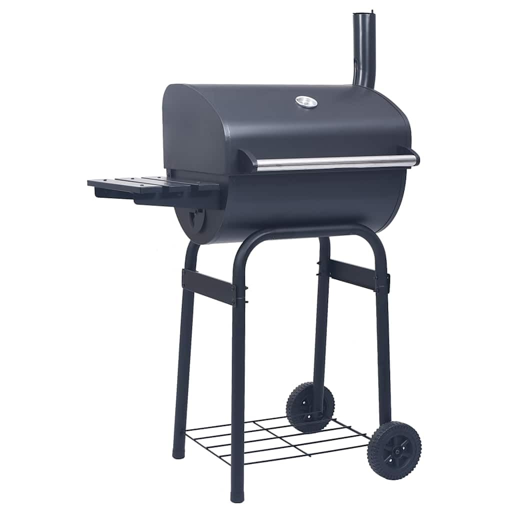 vidaXL Heim & Garten Holzkohlegrill Smoker Schwarz mit Deckel