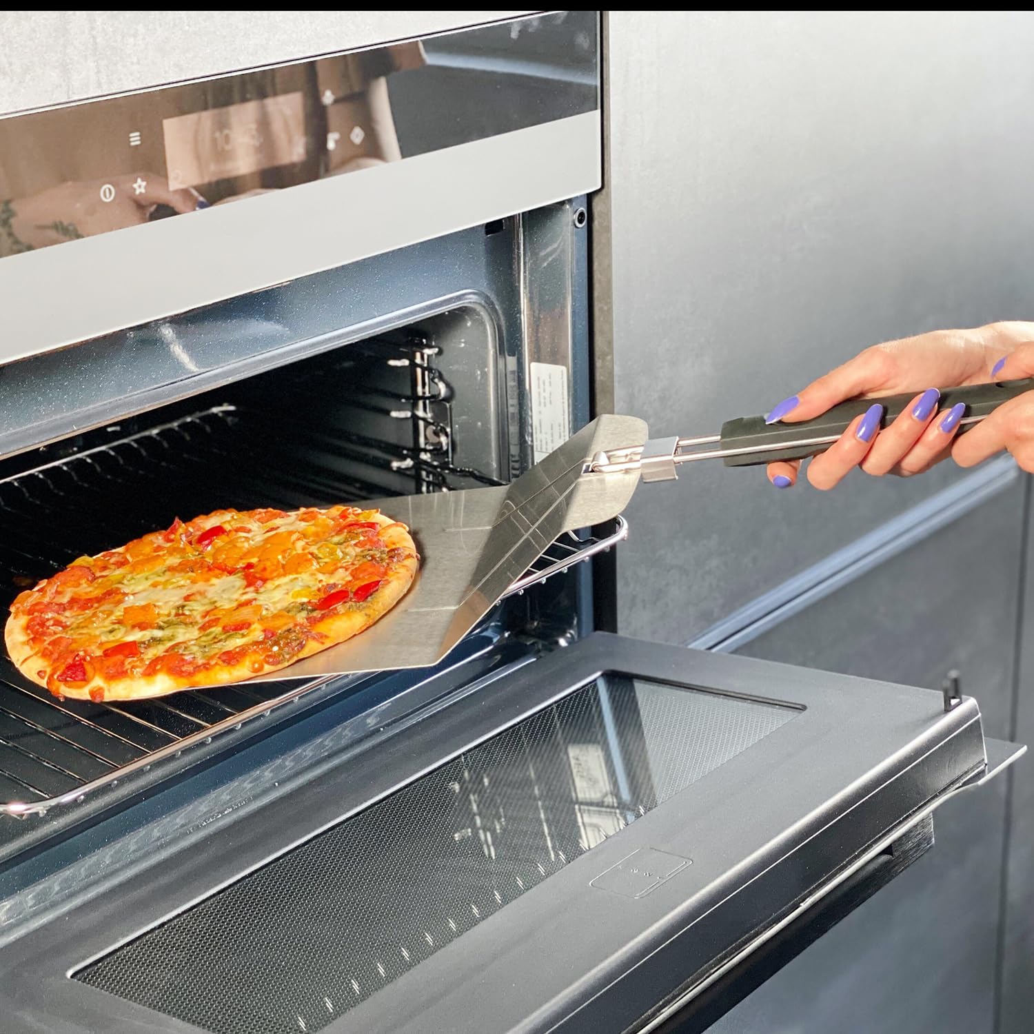 Intirilife Pizzaschieber Edelstahl 53,5 cm Faltbar Pizzaheber Klappgriff