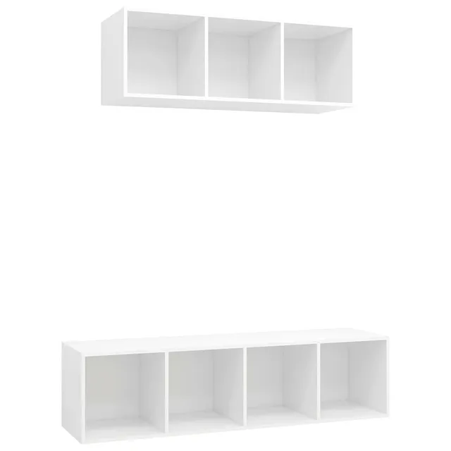 vidaXL Möbel TV-Schrank-Set 2-tlg Weiß Holzwerkstoff Hängend
