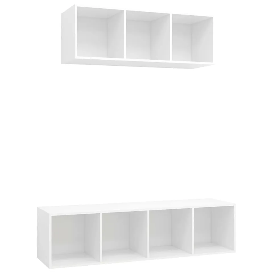 vidaXL Möbel TV-Schrank-Set 2-tlg Weiß Holzwerkstoff Hängend