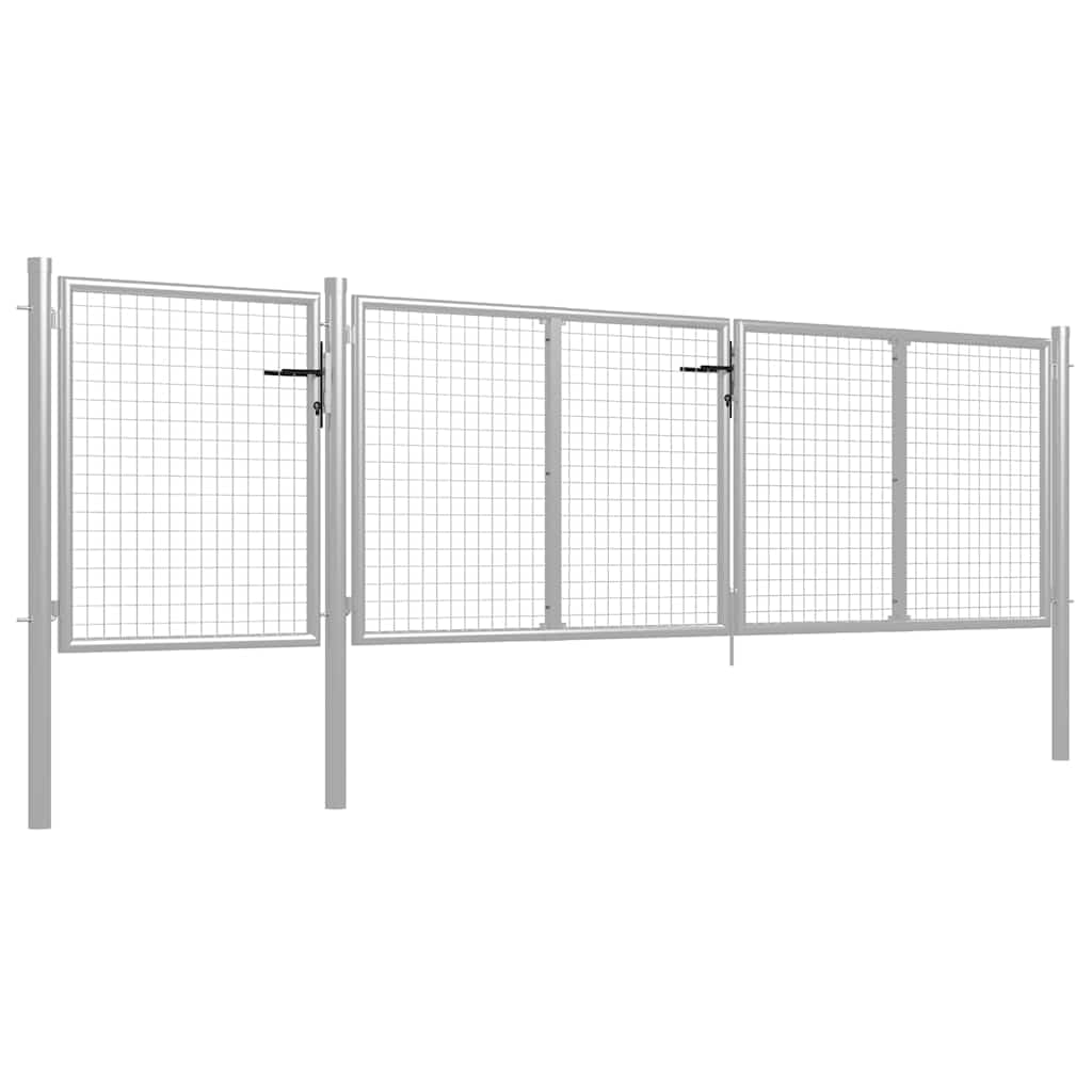 vidaXL Gartentor Stahl 400x75 cm silber mit Schloss