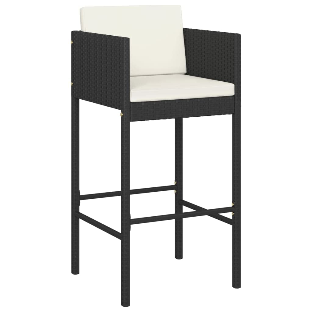 vidaXL Gartenbar-Set 5-tlg. Poly Rattan schwarz mit Kissen
