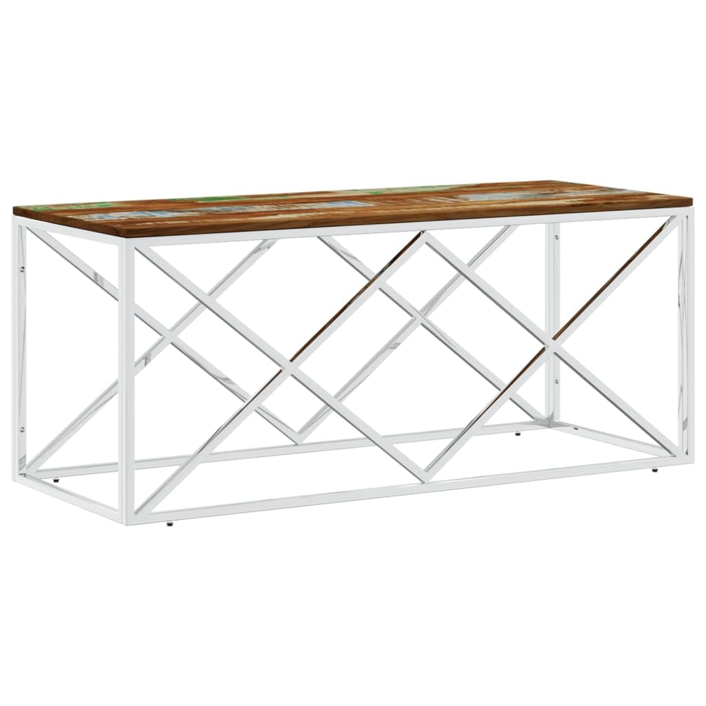 vidaXL Möbel Couchtisch 110x45x45 Edelstahl Glas Silber