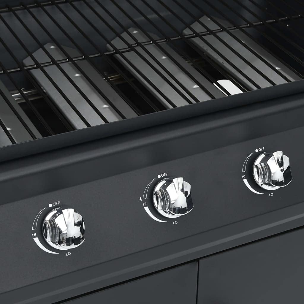 vidaXL Gasgrill 4+1 Flammen Grill Schwarz Stahl