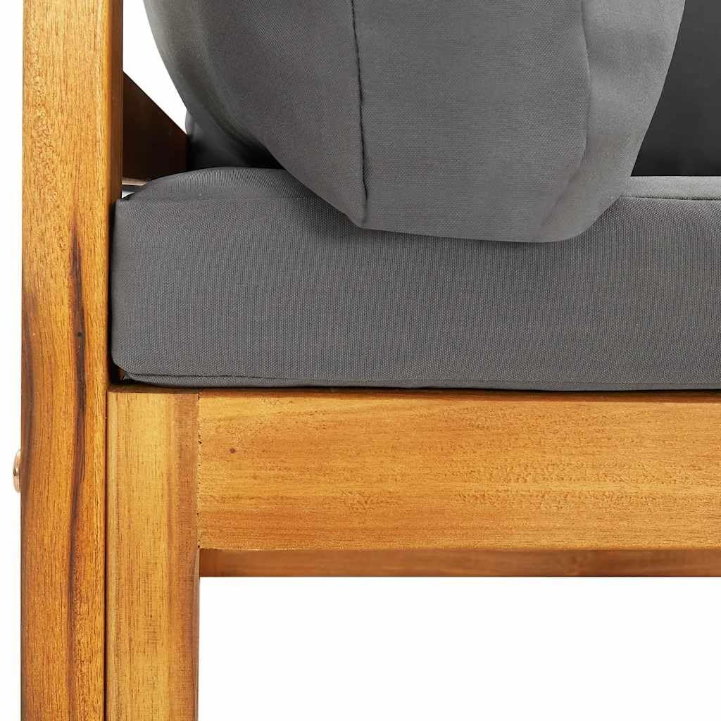 vidaXL Ecksofas Modular Gartensofa Akazie Dunkelgrau 2 Stk.