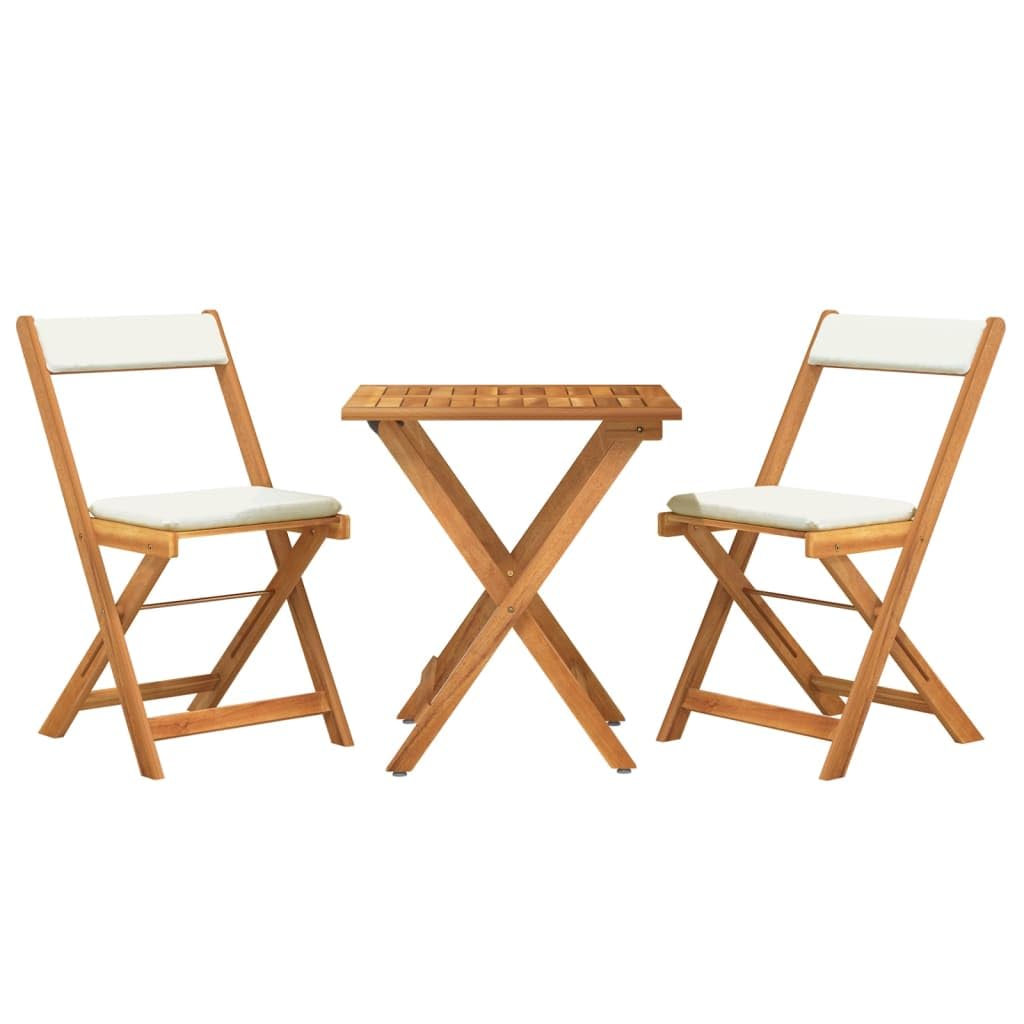 vidaXL Bistro-Set 3-tlg Akazie Klappbar mit Kissen Gartenmöbel