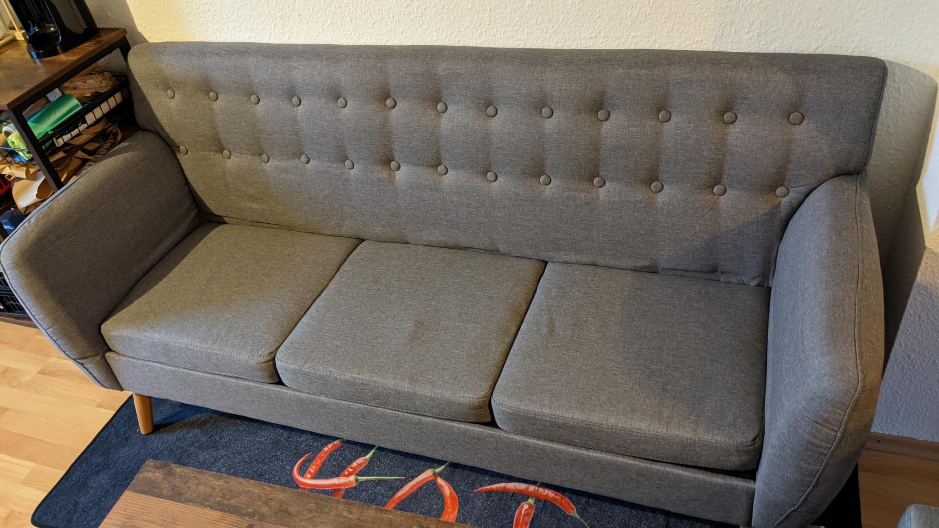 vidaXL Möbel 3-Sitzer-Sofa Stoff Gelb 172 cm