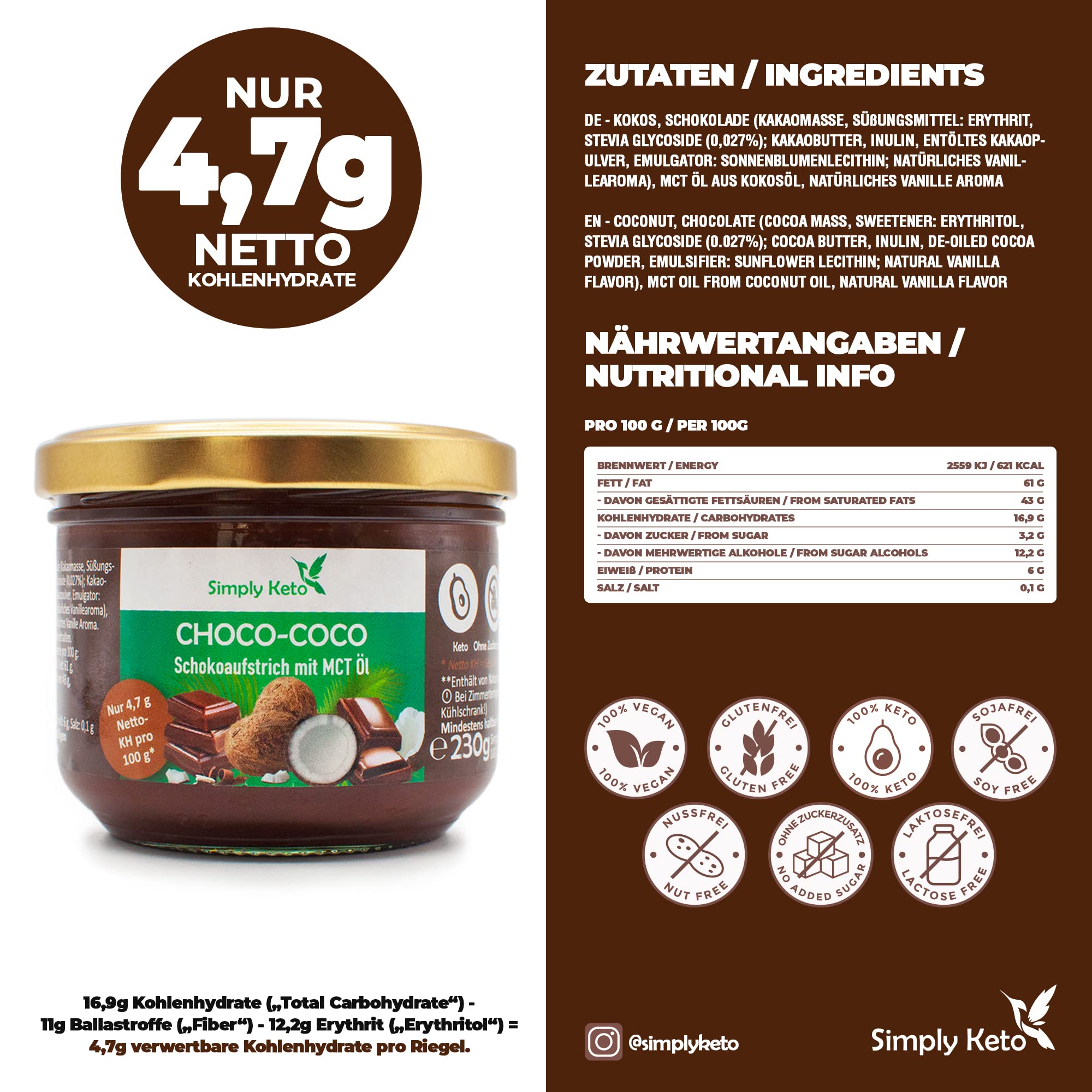 Simply Keto Choco-Coco Creme 230ml zuckerfrei