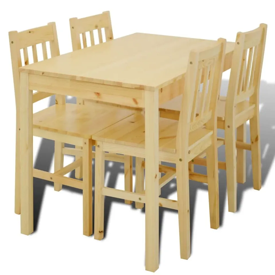 vidaXL Möbel Essgruppe 5-teilig Esstisch Braun Kiefernholz