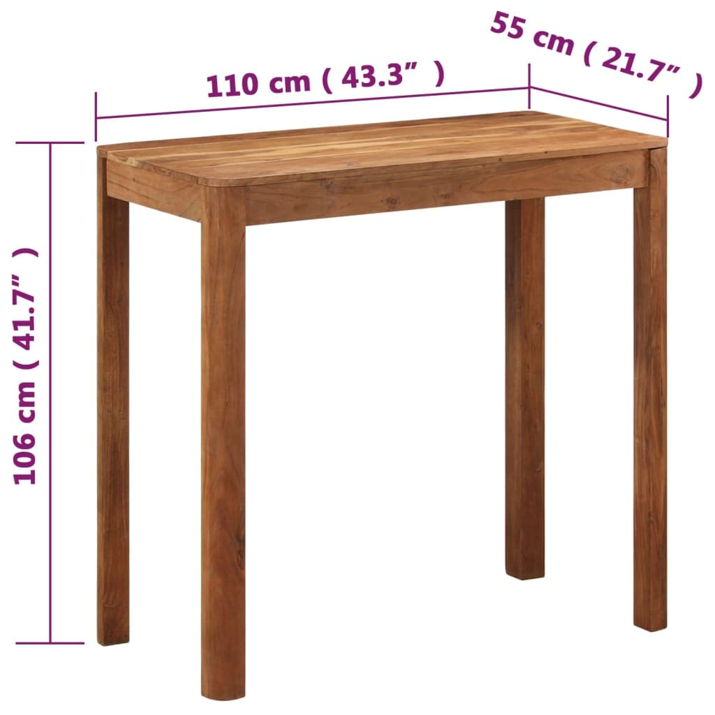vidaXL Bartisch Akazie Honig 110x55x106 cm Massivholz