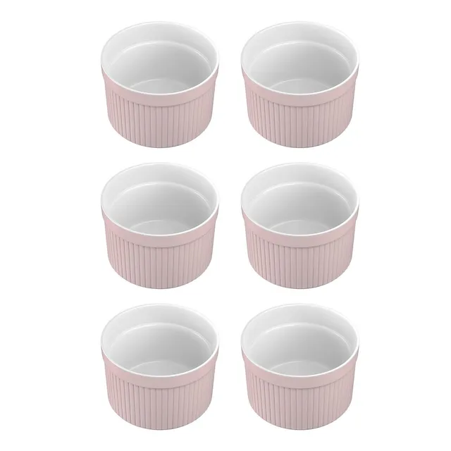 Intirilife Küche Souffléformen 6er Hell Pink Porzellan 7,8cm