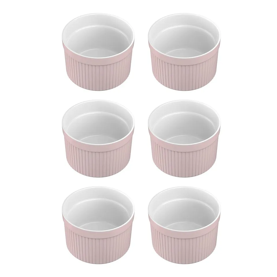 Intirilife Küche Souffléformen 6er Hell Pink Porzellan 7,8cm