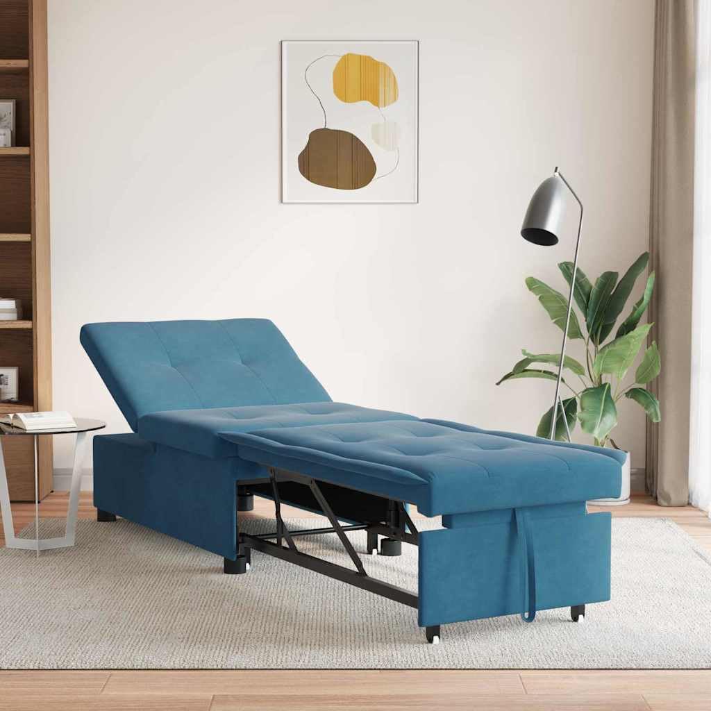 vidaXL Möbel Schlafsofa 194x67x82 Blau Samt ausziehbar