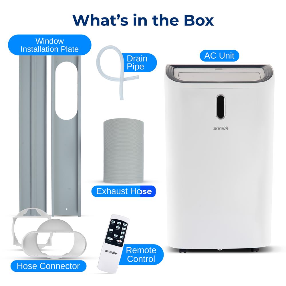Serenelife Portable AC 12000 BTU Klimagerät Weiß Entfeuchter