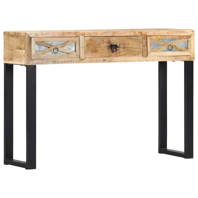 vidaXL Konsolentisch Mangoholz 110x30x76 cm 3 Schubladen