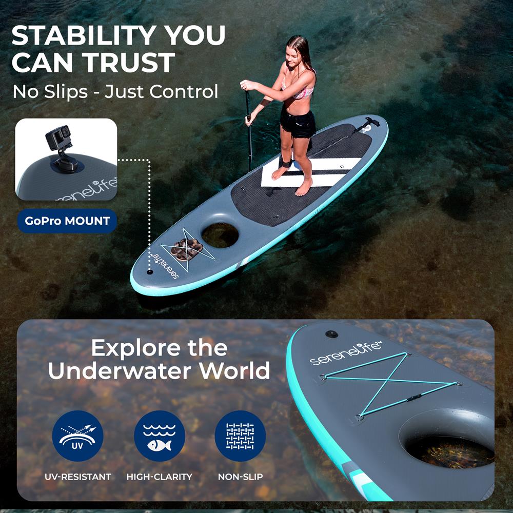 Serenelife SUP aufblasbares SUP-Board transparent SLSUPCL01 Set
