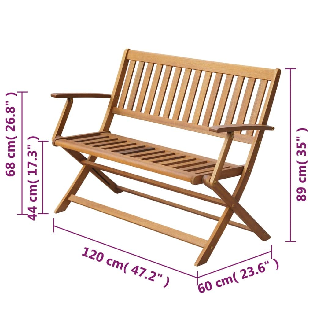 vidaXL Heim & Garten Gartenbank Akazienholz 120 cm klappbar