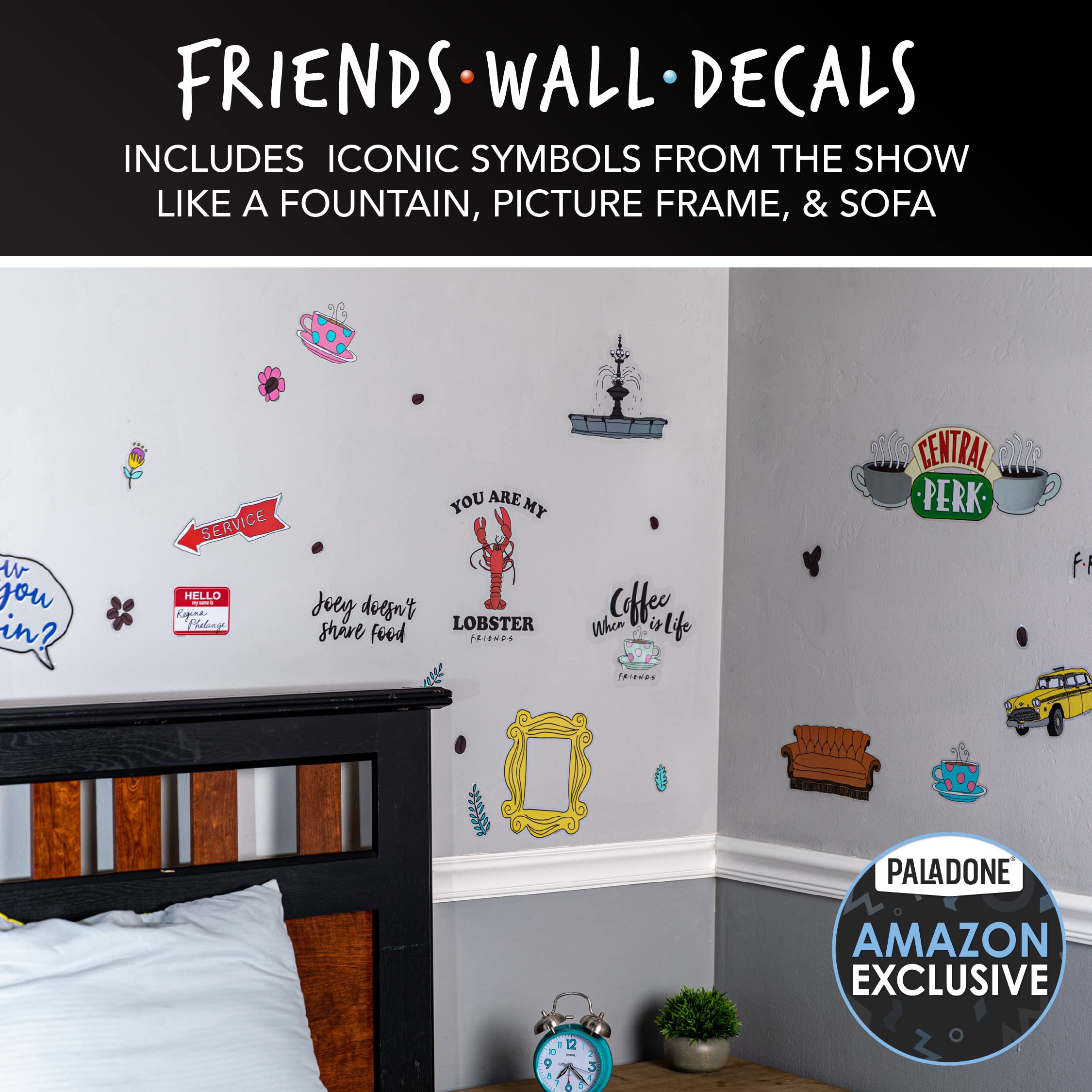 Paladone Friends Wandaufkleber Set 20 Sticker wasserdicht