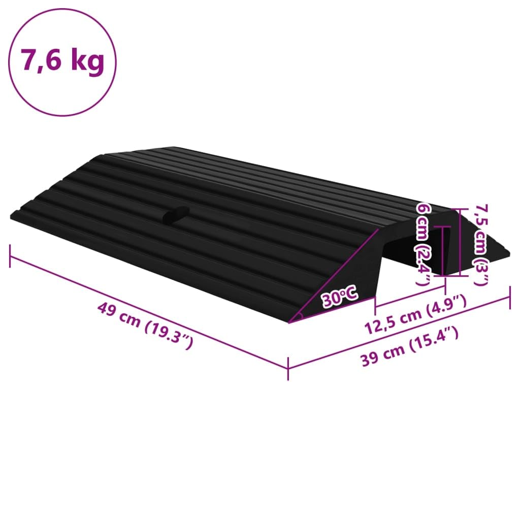 vidaXL Möbel Schwellenrampe 3er-Set Gummi schwarz 49x40x8 cm