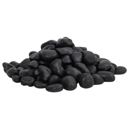 vidaXL Tierbedarf Polierte Kiesel Schwarz 25 kg 2-5 cm