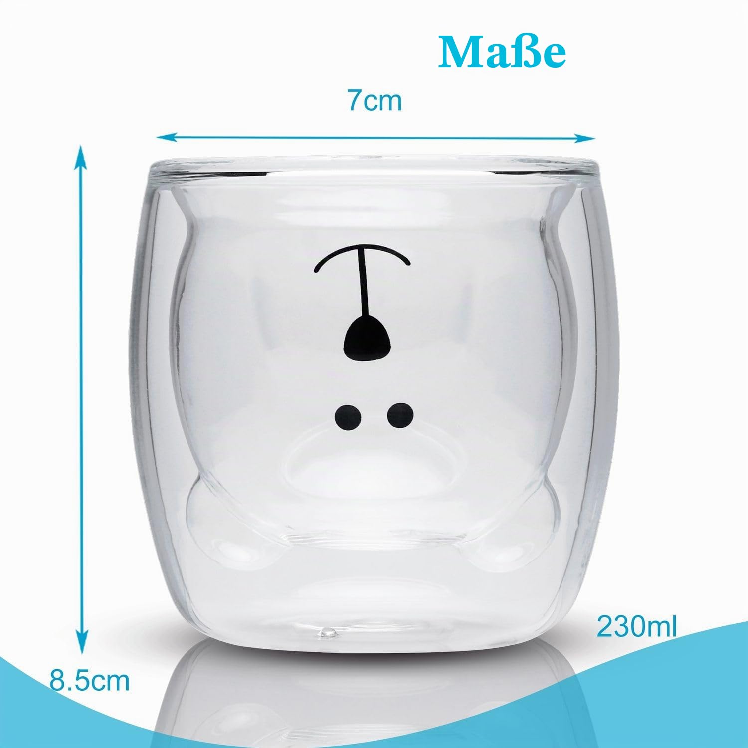 Intirilife Bär Thermoglas 230 ml 2er Set doppelwandig Borosilikat