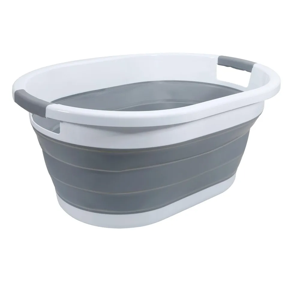 Intirilife Wäschekorb faltbar Grau-Weiß 36 L 61x44,5 cm