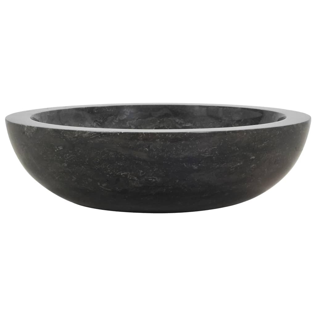 vidaXL Heimwerker Waschbecken Marmor Schwarz 40x12 cm