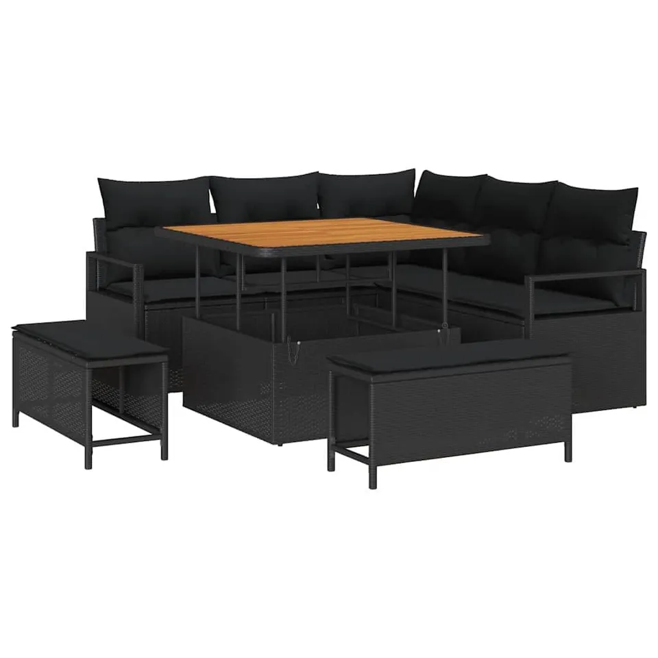vidaXL Heim & Garten Gartensofa-Set 8-tlg Schwarz Poly-Rattan
