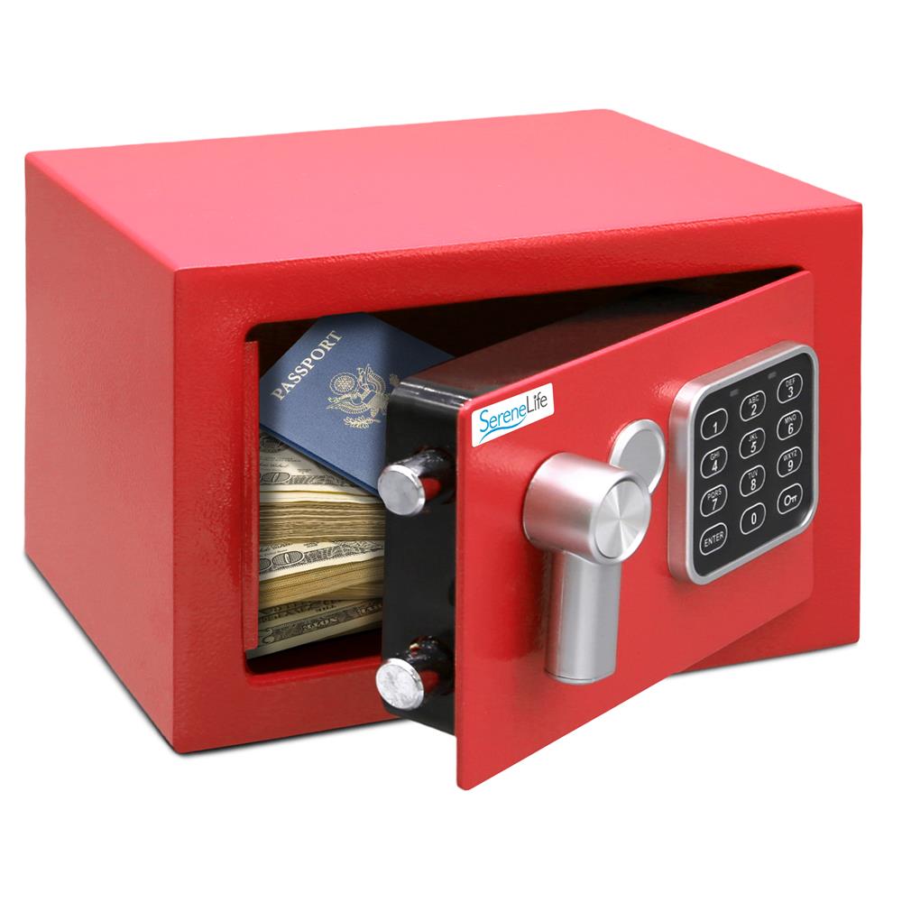 Serenelife Storage Safe Box digital Rot Stahl Mini-Tresor