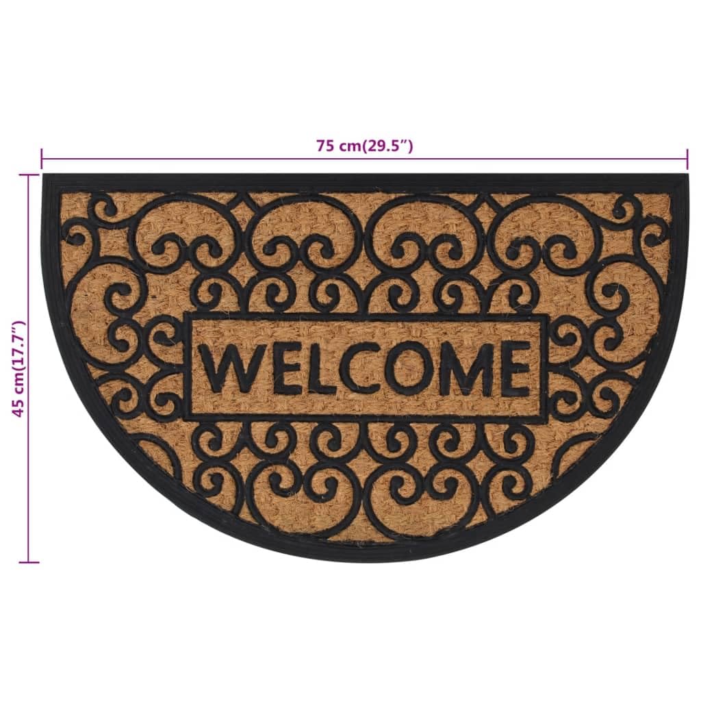 vidaXL Heim & Garten Fußmatte 45x75 cm halbrund Kokos rutschfest