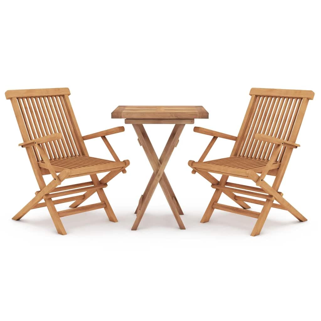 vidaXL Heim & Garten Garten-Essgruppe Teak 3-TLG klappbar