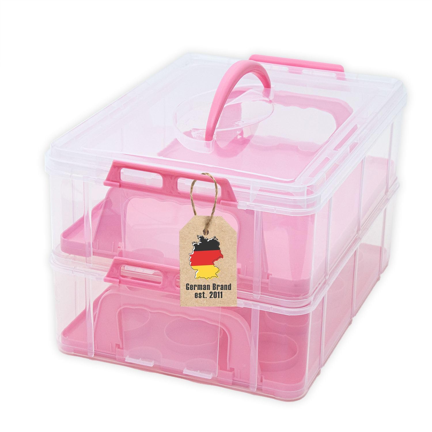 Intirilife Kuchenbox Pink 2 Etagen für 24 Cupcakes Kunststoff