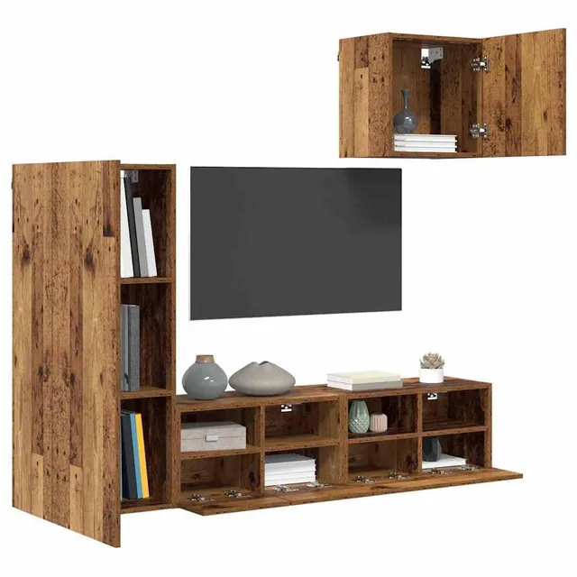 vidaXL TV-Wandgeräte 4 Stk. Lowboard Altholz Holzwerkstoff