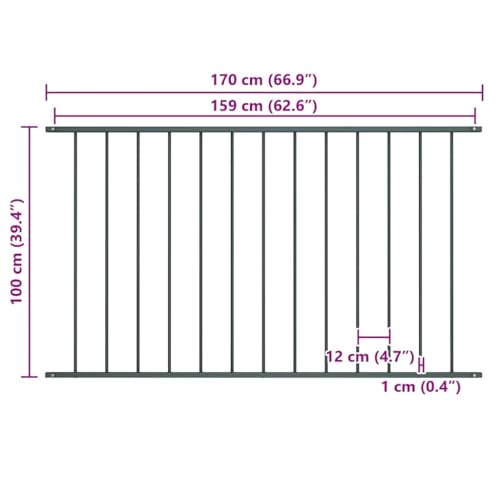 vidaXL Heim & Garten Zaunelement Stahl 1,63x1 m Anthrazit