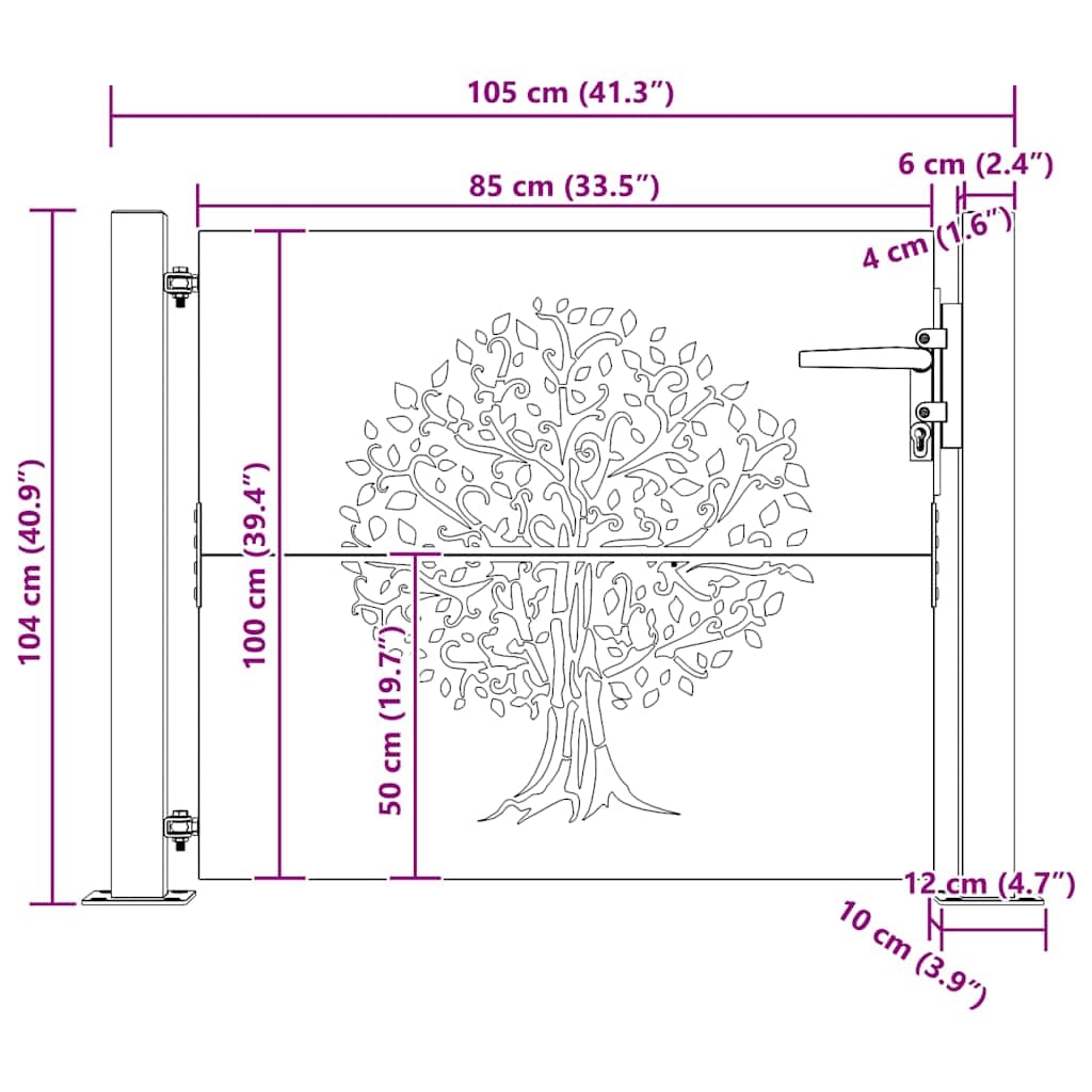 vidaXL Heim & Garten Gartentor Cortenstahl 100x100 cm Rostfarben