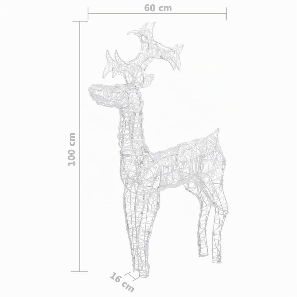 vidaXL Rentier Weihnachtsdeko LED kaltweiß 60x16x100cm 90 LEDs