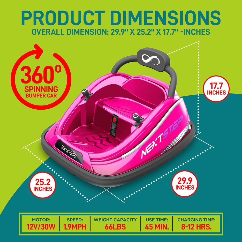 Serenelife Bumper Car Kinder Autoscooter Pink mit LED