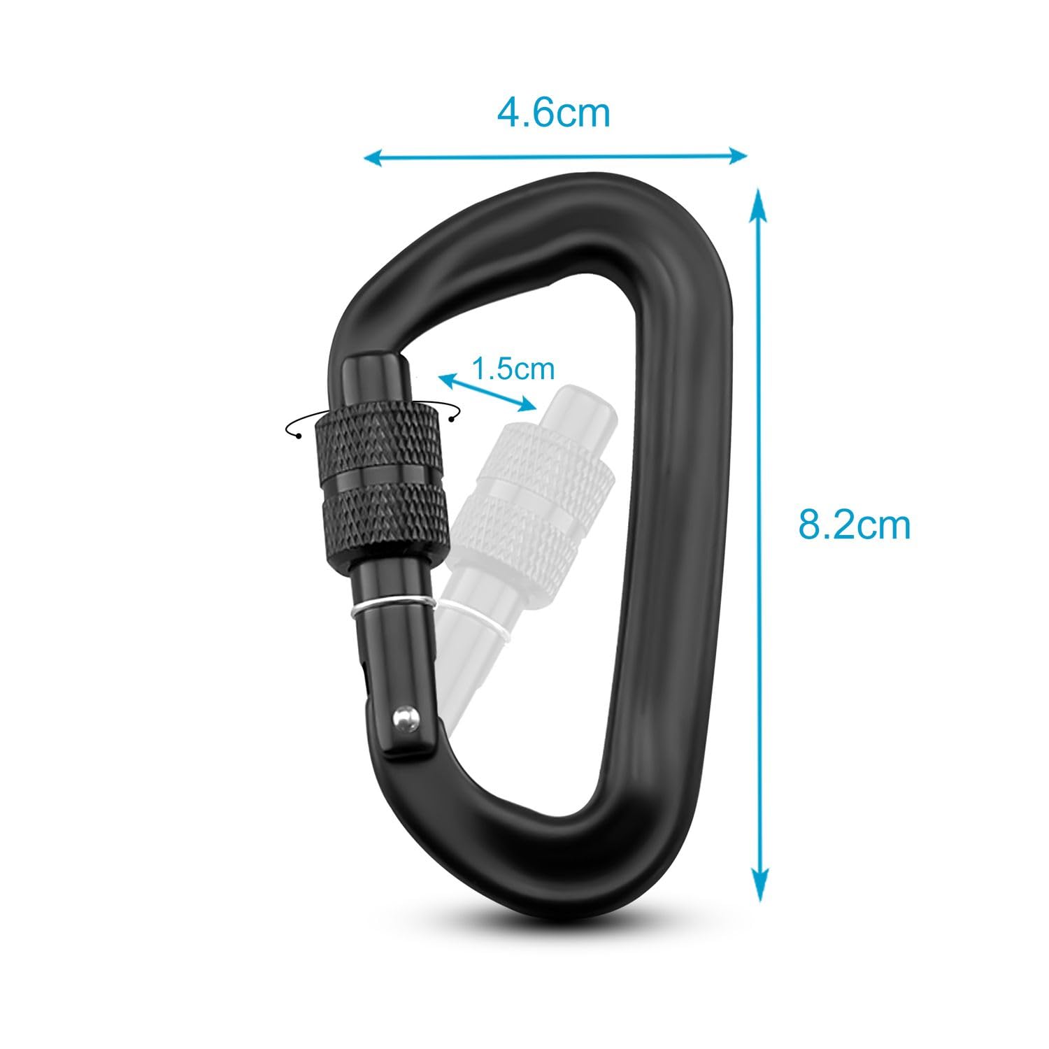 Intirilife Karabiner Clips Alu Schwarz 4er Set 12 kN
