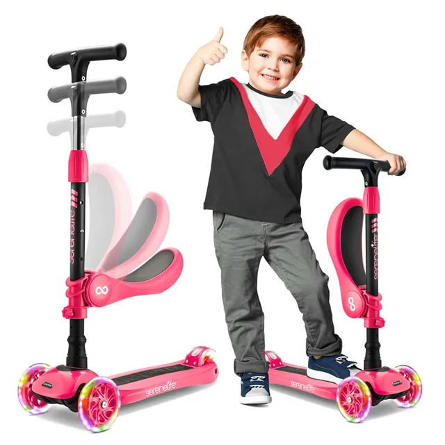 Serenelife Scooters Kinderroller 3-Rad mit Sitz LED ab 1 Jahr