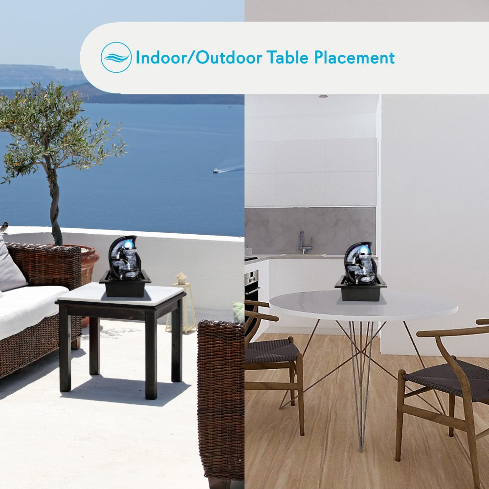 Serenelife Furniture Tischbrunnen LED 25x21x17 cm